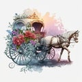 Flower Carriage in Watercolor Retro Elegance - Generative AI