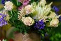 Flower centre in a flower shop with roses