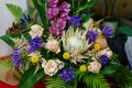 Flower centre in a flower shop with roses