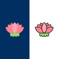 Flower, China, Chinese  Icons. Flat and Line Filled Icon Set Vector Blue Background Royalty Free Stock Photo