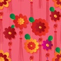 Flower Chinese knot effect design vertical seamless pattern Royalty Free Stock Photo