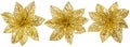 Flower Christmas Tree Decoration, Gold Glossy Ornament Set