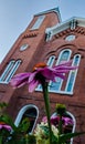 Flower with Church in Background Royalty Free Stock Photo