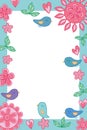 Flower circle flower bird love pastel pink color frame