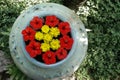 Flower circle in grey vase