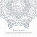 Flower circular background. Mandala. Stylized lace ornament. Indian floral ornament. Beautiful lacy white tablecloth, doily.