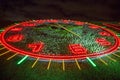 Flower clock at night. Moscow attractions