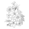 flower cluster drawing, relaxation flower coloring pages for adults, Embellishment flower colorin page of vector drawin