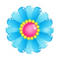 Flower color blue sky glossy jelly icon. Royalty Free Stock Photo