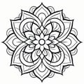 Elegant Mandala Flower Pattern: Free Printable Coloring Book Line Art