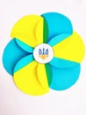 Flower from colored paper on the day of Defender of the Fatherland of Ukraine