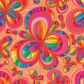 Flower colorful line tiny gold seamless pattern Royalty Free Stock Photo