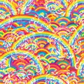 Flower colorful rainbow half circle effect seamless pattern Royalty Free Stock Photo