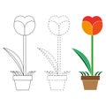 Flower coloring book and dotted line vector Royalty Free Stock Photo