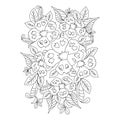 Flower coloring pages for adults and children, first drawing with flower line art background, wild flower drawing.