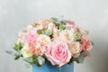 Flower composition on a gray background. Wedding and Festive decor. Bouquet from spring flowers. copy space Royalty Free Stock Photo