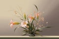 Flower composition ikebana illustration. Generate Ai