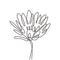 Flower continuous one line drawing vector minimalism lineart. Beauty symbol of art