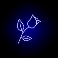 flower, death outline blue neon icon. detailed set of death illustrations icons. can be used for web, logo, mobile app, UI, UX