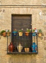 Flower decked balcony in Toledo in Spain