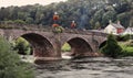 Flower decked bridge over the River Usk