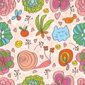 Flower decor doddle cute seamless pattern Royalty Free Stock Photo