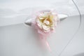 Flower decoration on the handle of a wedding car Royalty Free Stock Photo