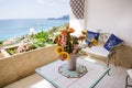 Flower decoration of a mediterranean villa terrace Royalty Free Stock Photo