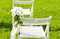 Flower decoration at an outdoor wedding Royalty Free Stock Photo