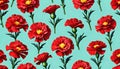 Flower decoration red carnation pixel seamless wallpaper Royalty Free Stock Photo