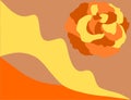 A delicate beautiful rose flower in yellow-orange tones against a wave background. Royalty Free Stock Photo