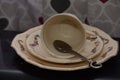 Antique cup, saucer and small plate. Royalty Free Stock Photo