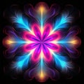 Vibrant Neon Fractal: Intricate Design With Mystic Symbolism