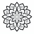 Meditative Black Flower Design: Tondo Matte Drawing With Holotone Printing