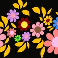 Flower design illustration with black background