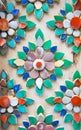 Flower designs made from handcut colorful tiles