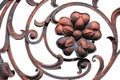 Flower detail of the old rust ornate fence Royalty Free Stock Photo