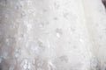 Flower details on woman wedding dress Royalty Free Stock Photo