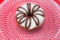 Flower donuts. White and brown chocolate