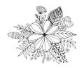 Flower doodle drawing freehand , Coloring page with doodle