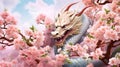 Flower Dragon Watercolor sublimation, illustration.