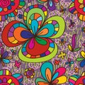 Flower drawing colorful style seamless pattern