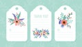 Flower Empty Note Card Design with Blooming Flora Vector Template