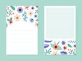 Flower Empty Note Card Design with Blooming Flora Vector Template