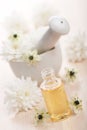 Flower essential oil and mortar