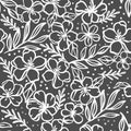 FLOWER FABRIC Floral Monochrome Vector Seamless Background