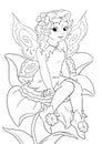 Flower fairy coloring page Royalty Free Stock Photo