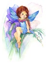 Flower Fairy. watercolor drawing