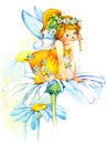 Flower Fairy. watercolor drawing