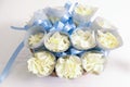 A flower and feather confetti with blue Royalty Free Stock Photo